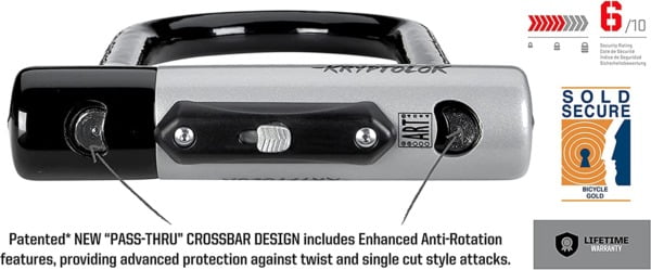 Kryptonite Kryptolok Standard 12.7mm U-Lock Bicycle Lock with Security Cable - Image 3