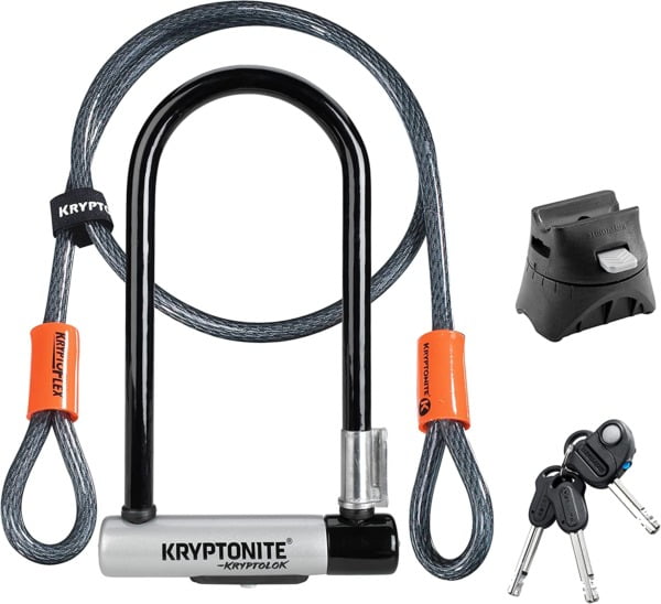 Kryptonite Kryptolok Standard 12.7mm U-Lock Bicycle Lock with Security Cable