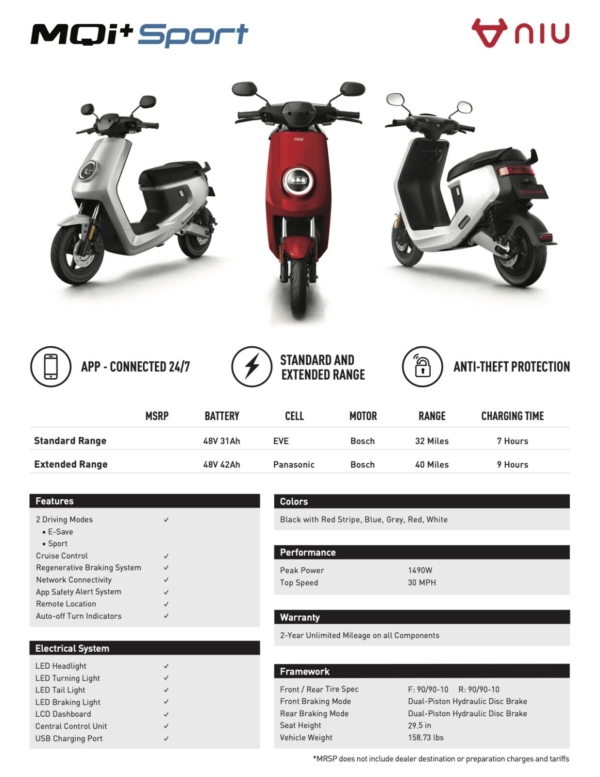 Niu MQi+ Sport Scooter - Image 11